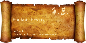 Hecker Ervin névjegykártya